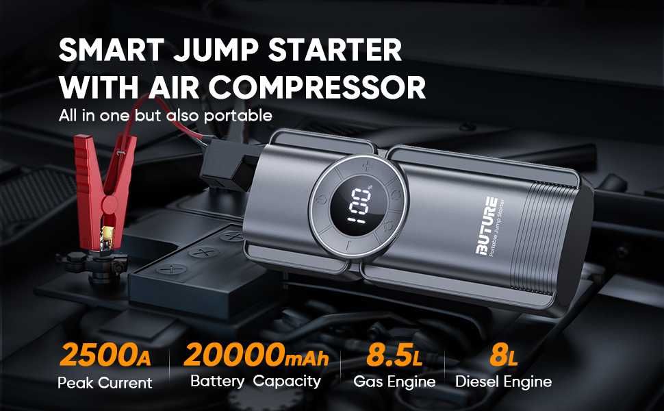 Aвариен стартер за акумулатори с възд.компресор 4в1 JumpStarter 2500A