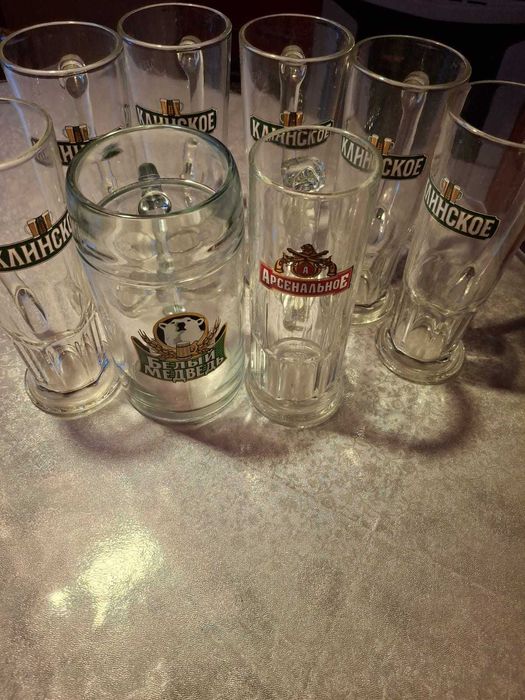 Бокалы для пива, емкость 0,5л и 1л