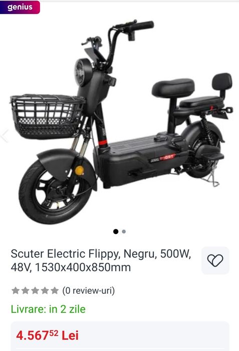Scuter electric Bicicleta electrica 500W, baterie 48V 20Ah – ideal pentru oraș