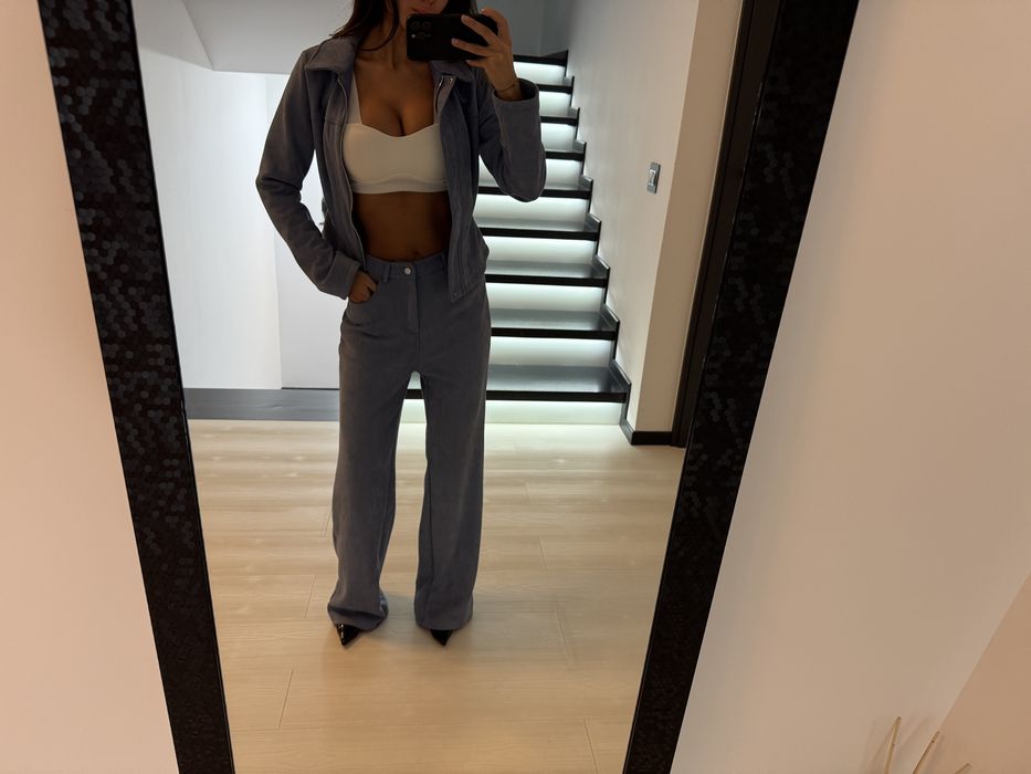 Set 2 piese albastru imitatie piele