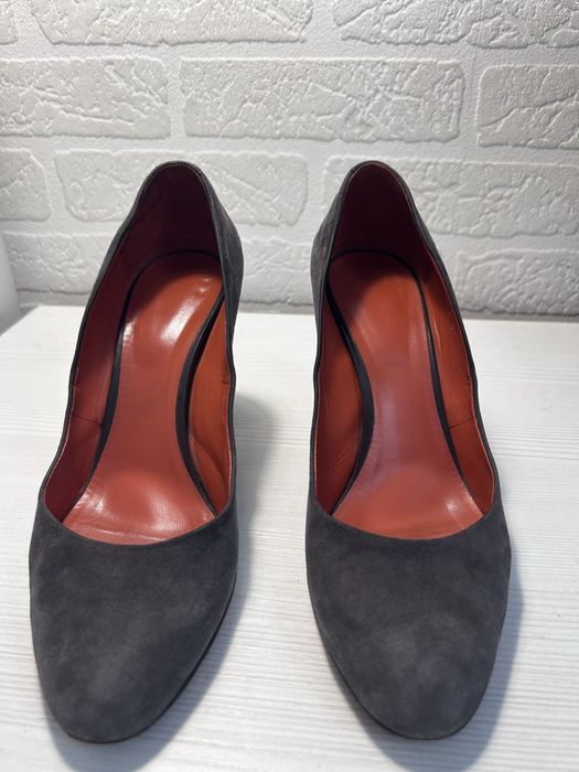 Santoni Suede Block Heel Pumps