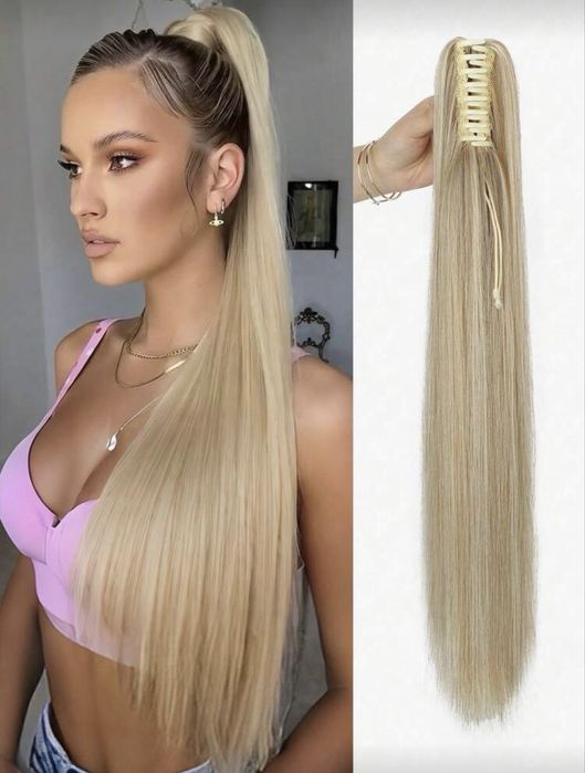 Дълга опашка за коса с щипка