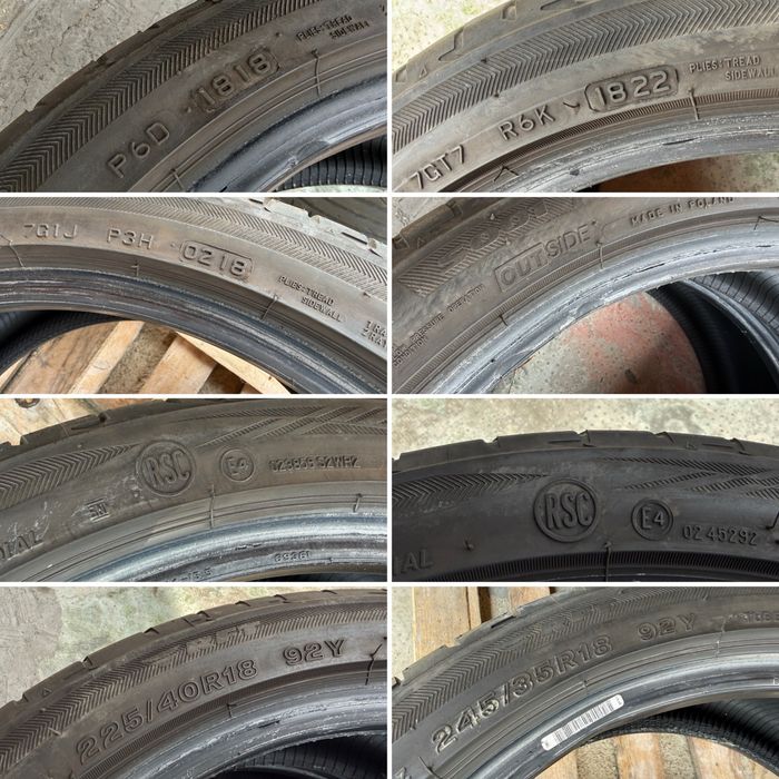 4бр. Рънфлат Летни Гуми Спорт-Пакет 245/35R/18 и 225/40R/18 **BRIDGESTONE** DOT:0218- 5.2мм.