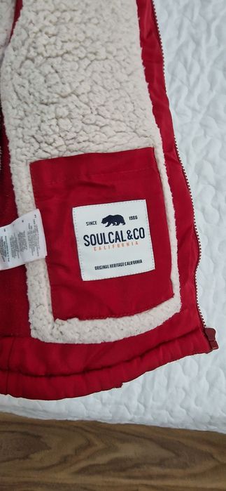 Geaca copii unisex cu blana rosie Soulcal&co