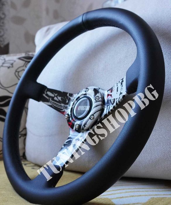 Уникален кожен спортен волан 350 мм с Хидро дип ! Тунинг! ПРОМО!