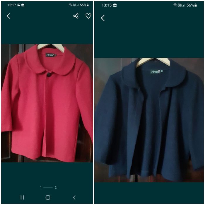 haină/ bolero roșie și albastră 1 buc 30 lei/ 2 buc.50 lei