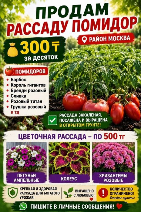 Рассада помидор, район москва