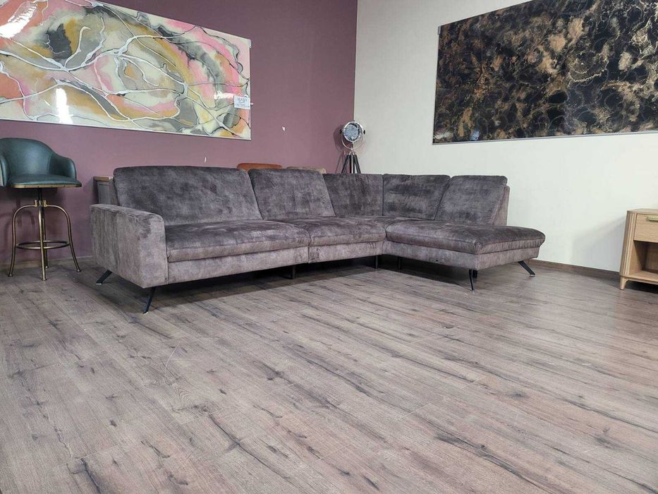 Кафяв ъглов диван от плат LS701521