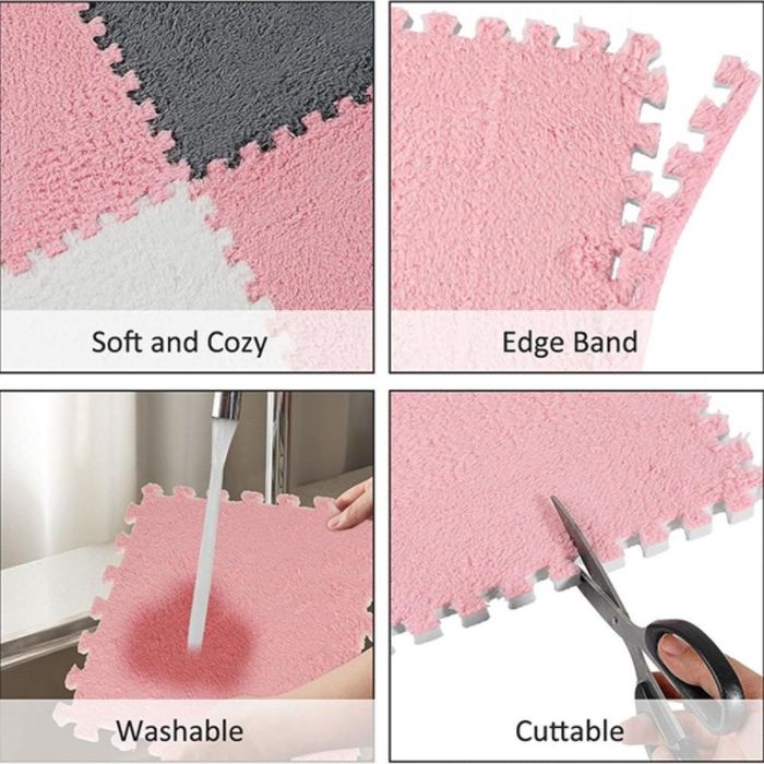 Плюшена подложка за под от пяна- мек пъзел килим, комплект от 10 части