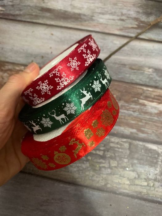 Ленты атласные репсовые новогодние