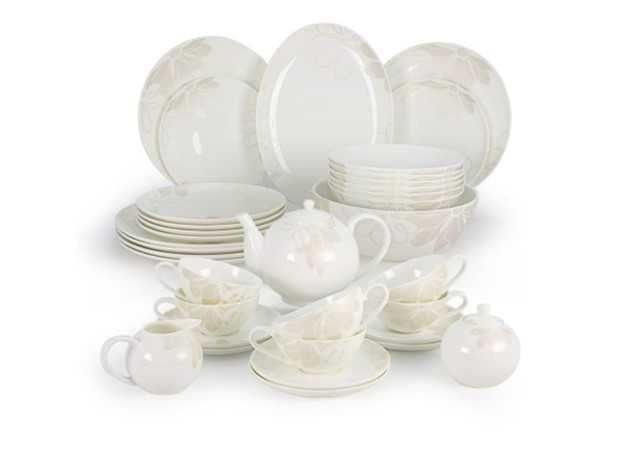 Cтолово-чайный сервиз Магнолия - костяной фарфор - на 18 персон