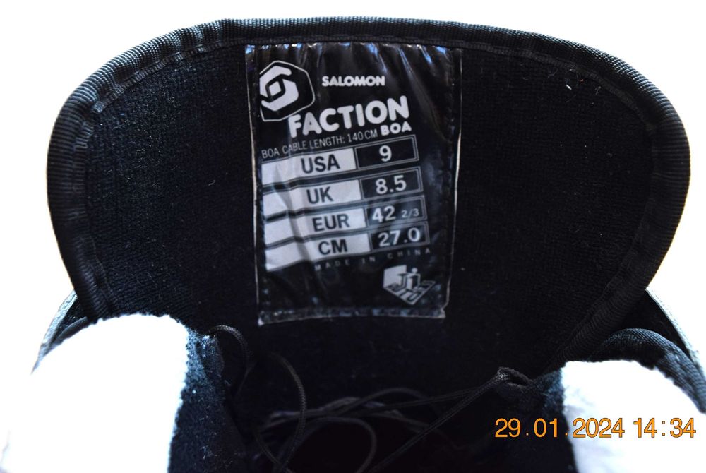 BOOTS pentru snowboard SALOMON FACTION BOA marimea 42,2/3 adica 27