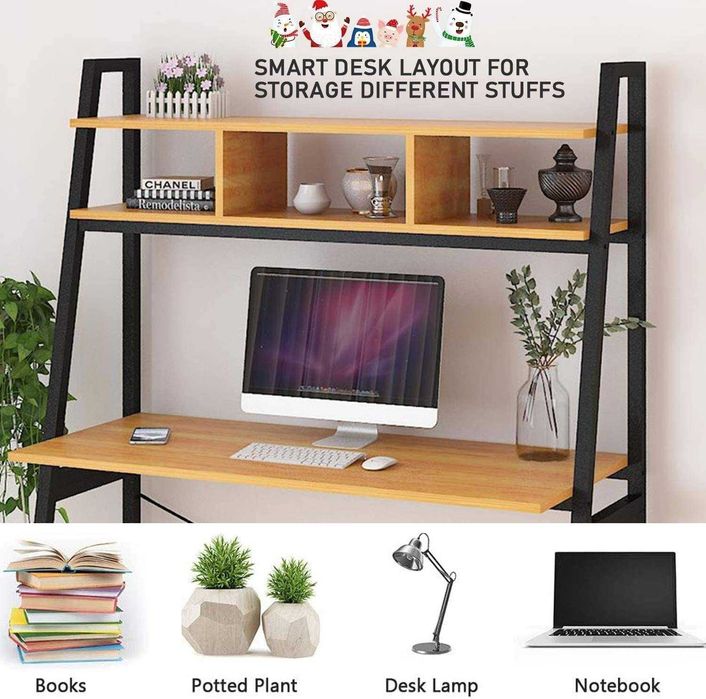 Бюро ученическо, офис, индустриален стил, Модерен, библиотека 2 рафта