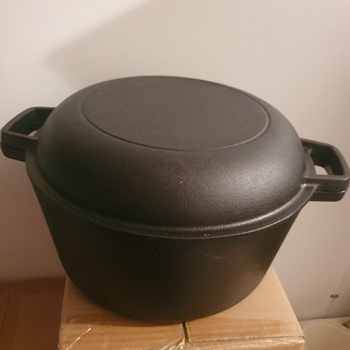 Ceaun din fonta cu capac 2in1, Uno Casa, oala 4.7L, tigaie 1.5L