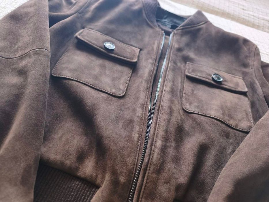 Яке от естествен велур кафяво Zara