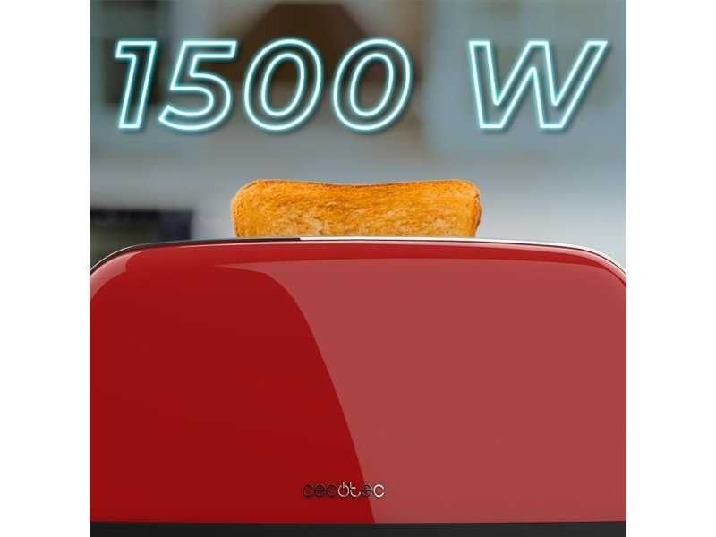 Тостер с 4 Слота за Филийки и 7 Степени на Препичане Cecotec Toastin' Time 1500, 1500 W