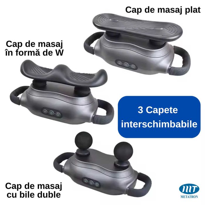 Aparat electric de masaj cu vibratii, multifunctional, 3 capete, 3 moduri, 3 viteze, pentru relaxare tonifiere recuperare si antistres