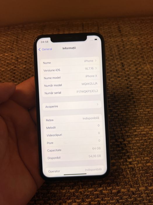 iPhone X Silver 64 GB baterie 92 %