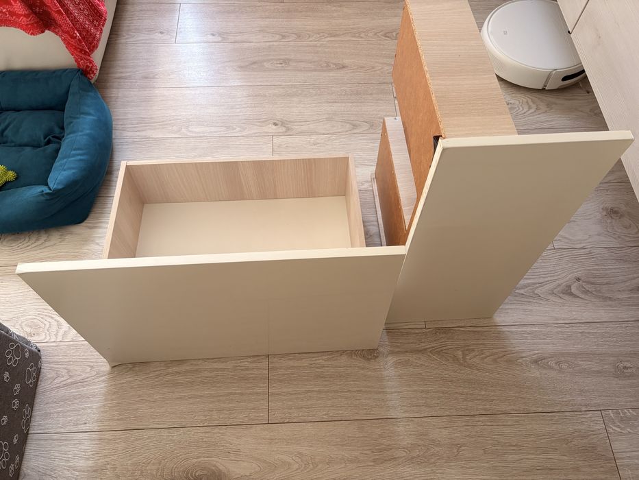 Corp mobila baie Cersanit, din PAL + MDF, alb bej, cu sistem push