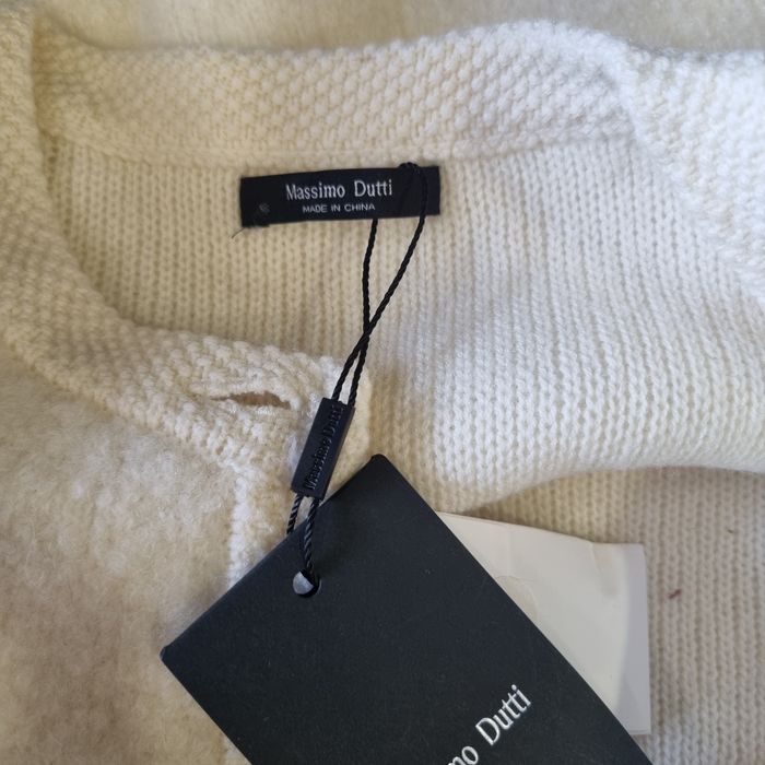 Cardigan pufos  lana alb crema Massimo Dutti