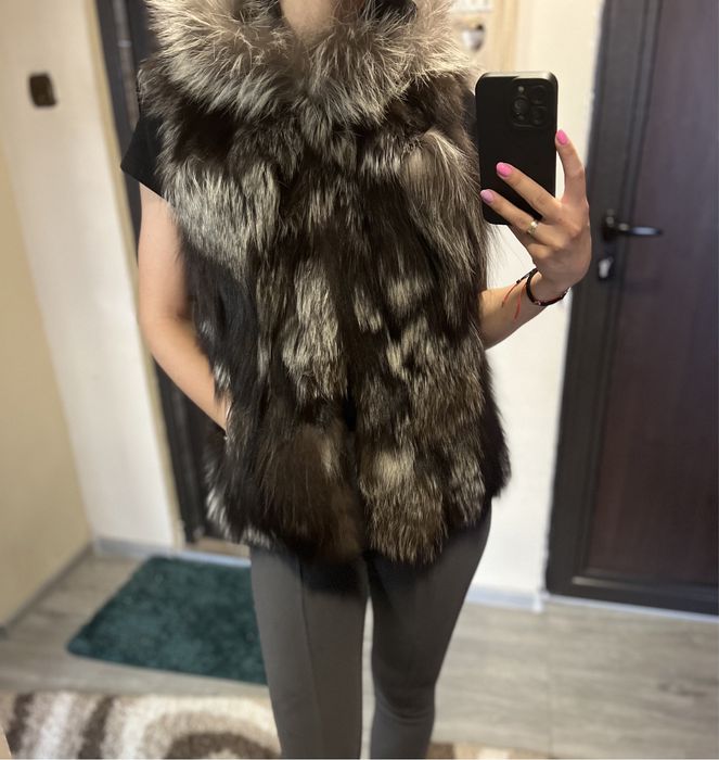 Елек естествен косъм с качулка