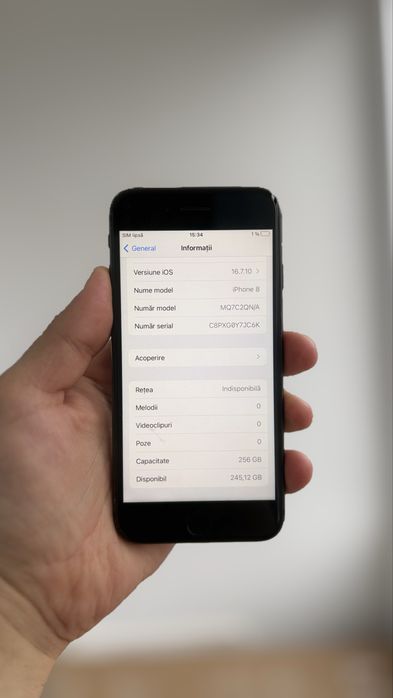 iPhone 8 Bleck Neverlock-256GB-Amprenta Functionala-89%Baterie-OK