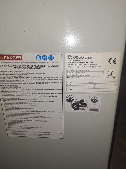 Circular formatizat Griggio UNICA 400-7.5kw