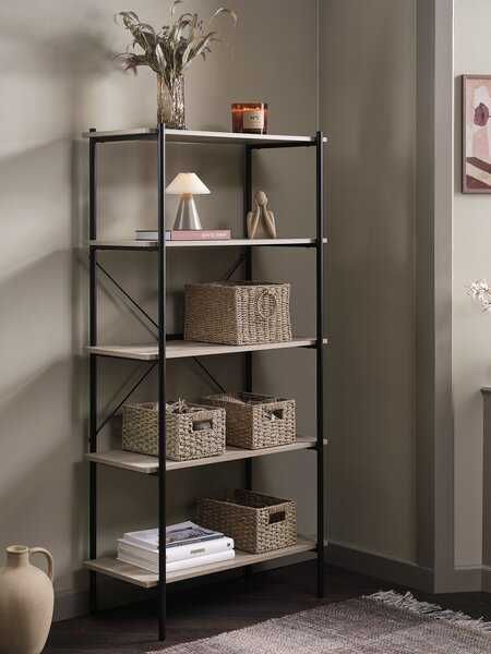 Етажерка 5 рафта цвят светъл дъб/черно