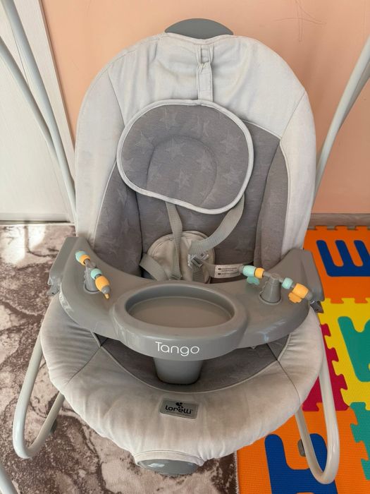 Електрическа бебешка люлка-шезлонг Lorelli - Tango, Cool grey stars