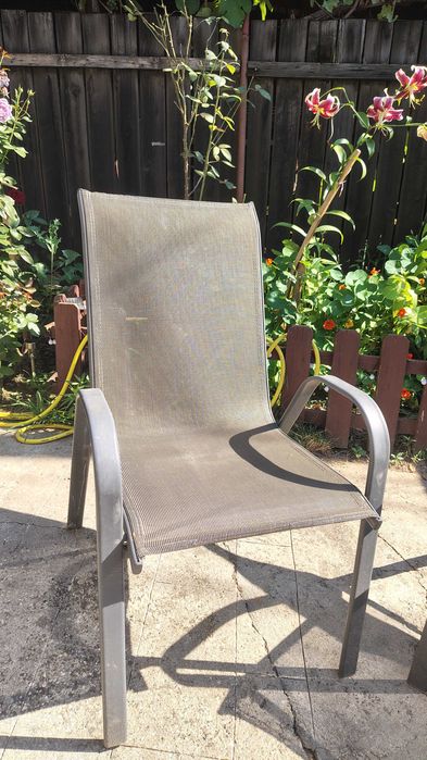 Set 2 scaune de gradina GoodHome Janeiro, gri, cadru aluminiu+textil, stivuibile
