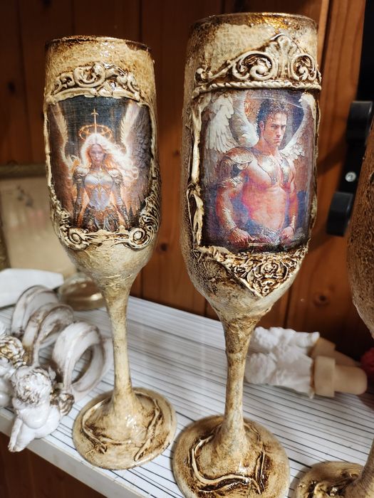 Чаши за вино или шампанско ръчна изработка