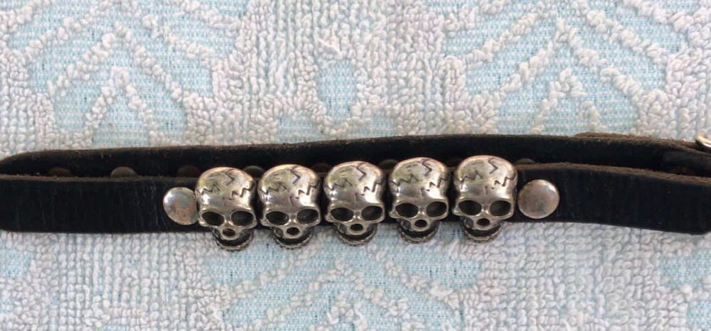 Colier choker din piele choker rock choker cap de mort craniu