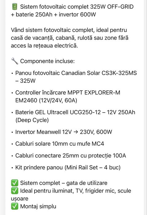 Vand kit fotovoltaic NOU