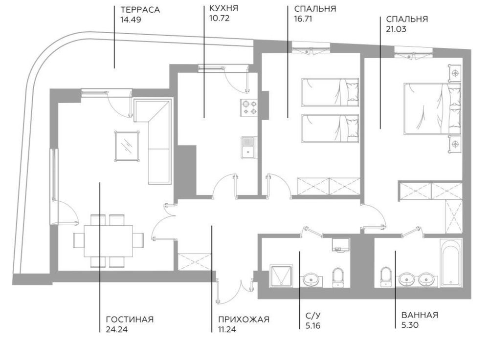 Квартира 3/7/15 ЖК Infinity: Ц-1 Садык Азимова, Эфенди кафе