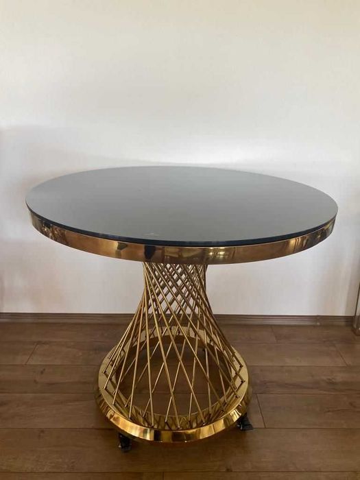 Mese aurii de lux săli evenimente ballroom inox cu blat oglindă/sticlă