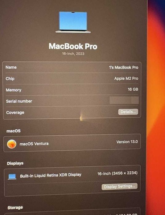 неизползван Apple MacBook Pro 16 M.2 2023г. 16" 4К Retina, 16/512 Батрерия на 100% от фабричния си капацитет на 1 цикъл.