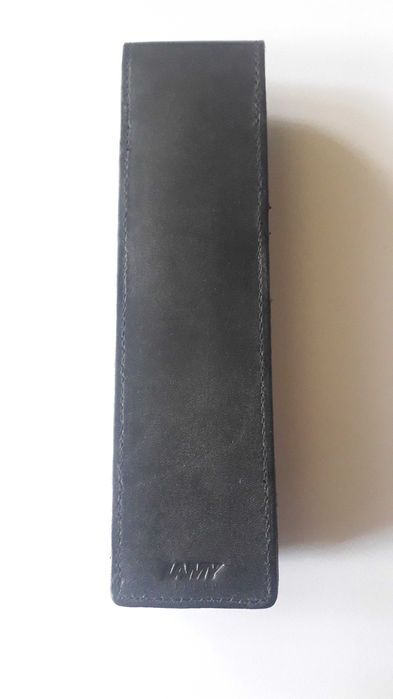 калъф за химикалки Лами Lamy черен, естествена кожа, антикварен, двоен