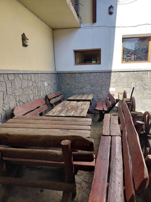 Masa cu banci solide de gradina, calitate premium