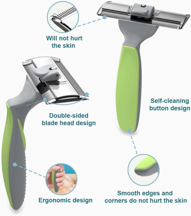 Двустранен фурминатор с бутон за козината за куче и котка