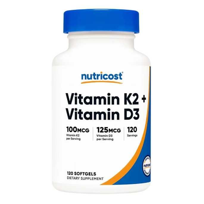 Vitamina D3 ( 5000 UI) + Vitamina K2, Nutricost, 120 capsule softgel