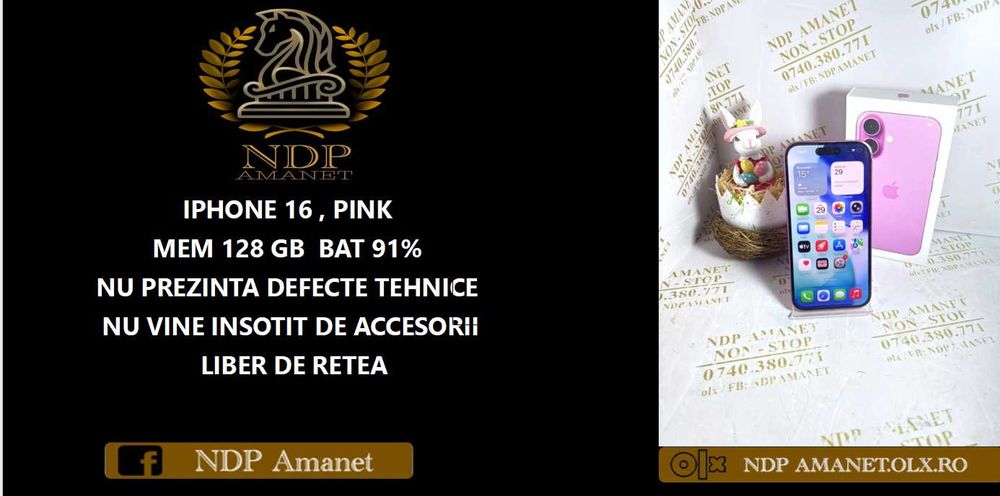 NDP Amanet Calea Mosilor 298 IPHONE 16 , PINK ( 53822)