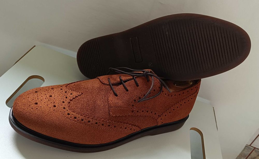 Pantofi derby 46 brogue premium Hudson London NOI piele naturala moale