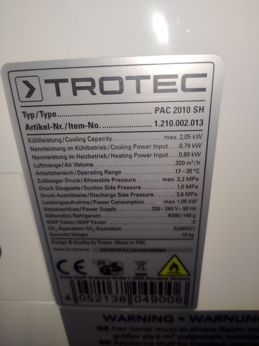 Aparat aer condiționat portabil Trotec