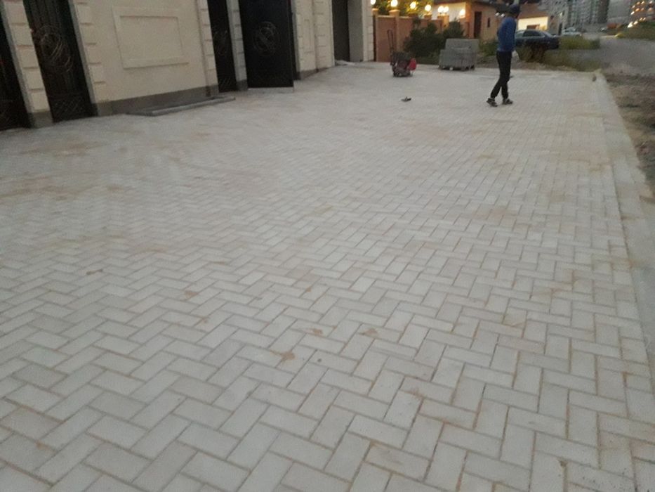 Укладка брусчатка бардюр поребрик