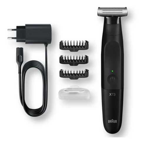 Aparat hibrid de barbierit si tuns barba Braun Series X XT3100 Wet&Dry, 3 piepteni, Negru - Braun