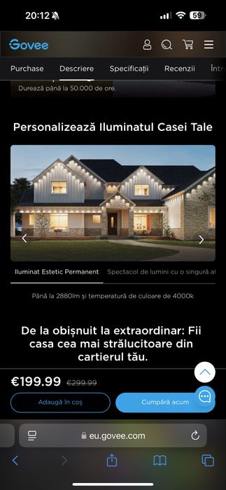 Govee kit lumini de craciun - lumini exterioare permanente si perdea