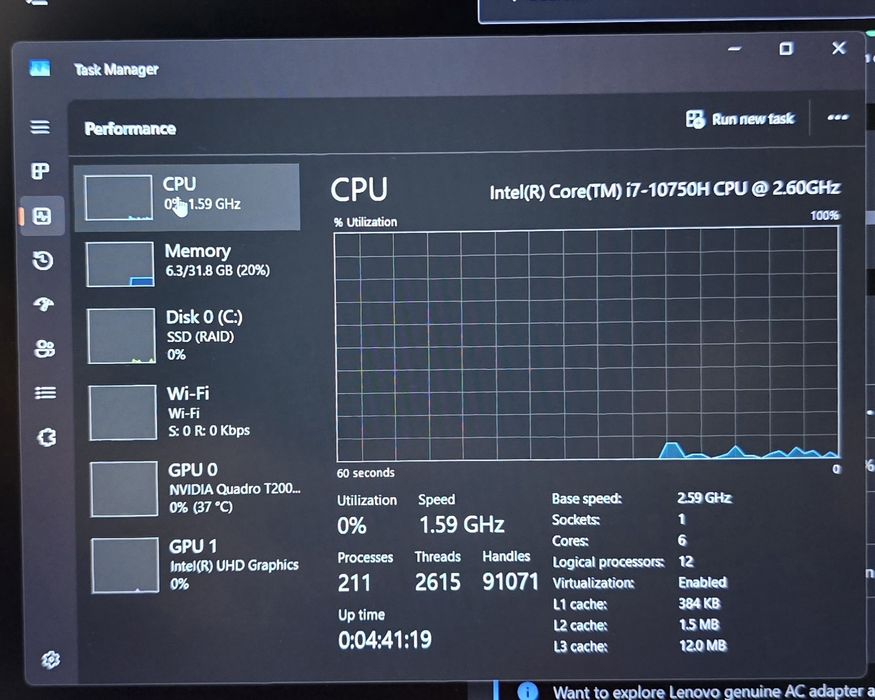 Laptop Lenovo ThinkPad P1 Gen 3 i7 32GB RAM 1TB SSD NVIDIA Ca Nou