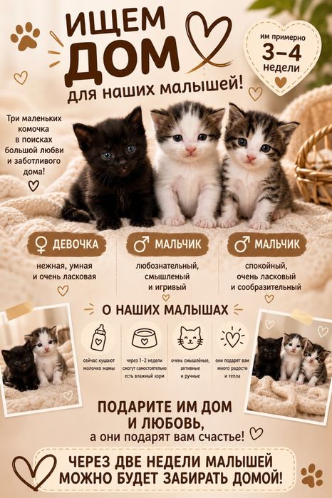 В добрые руки котята