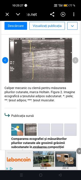 Caliper mecanic cu clemă pentru măsurarea țesutului adipos