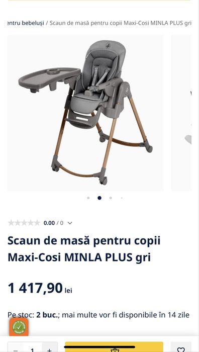 Scaun de masă pentru copii Maxi-Cosi MINLA PLUS gri